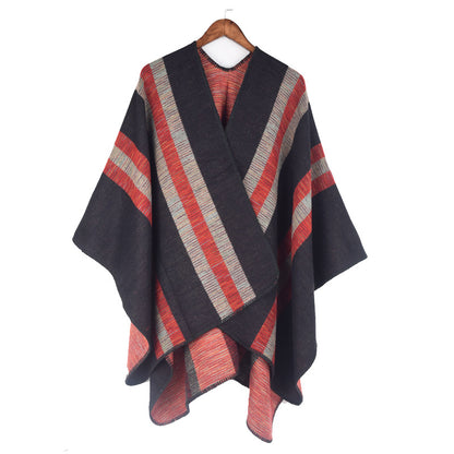 Fashionable Jacquard Silk Imitation-cashmere Split Cape Scarf