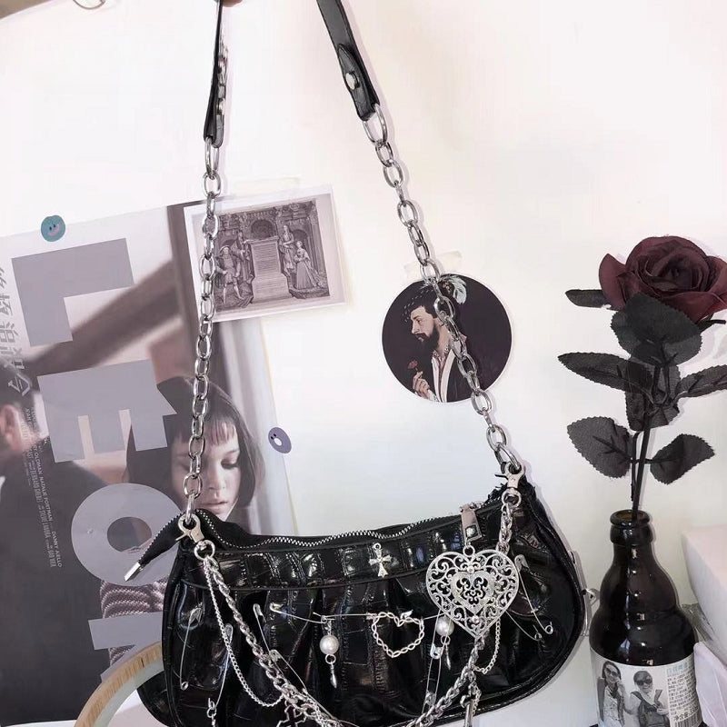 Y2K Gothic Harajuku Metal Punk Hip Hop Rock Underarm Tote Crossbody Shoulder Bag