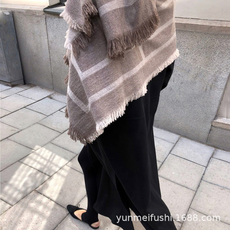 Unique Swedish Thick Geometric Warm Wool Cashmere Scarf