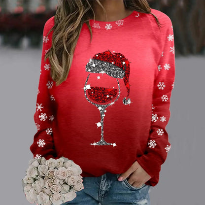 Reindeer Graphic Long Sleeve Sweatshirt - New Year Christmas Sweater