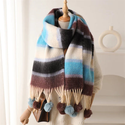 2024 Winter Multicolor Cashmere Loop Yarn Pashmina Scarf