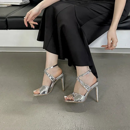 Shiny New 10Cm Thin High Heel Sexy Peep Toe Buckle Strap High Heel