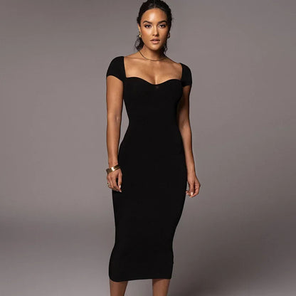 New Boat Elegant High Slim Sexy Ladies Y2K Midi Dresses