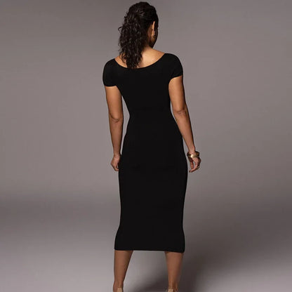 New Boat Elegant High Slim Sexy Ladies Y2K Midi Dresses