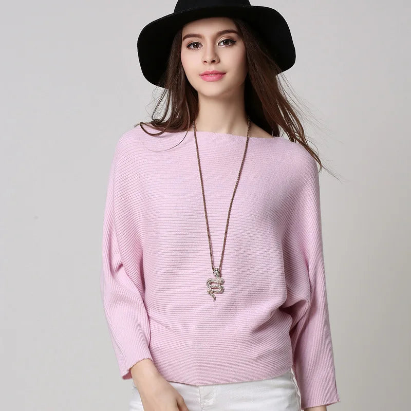 High Stretch Knitwear Wide Pullover Batwing Loose Sweater