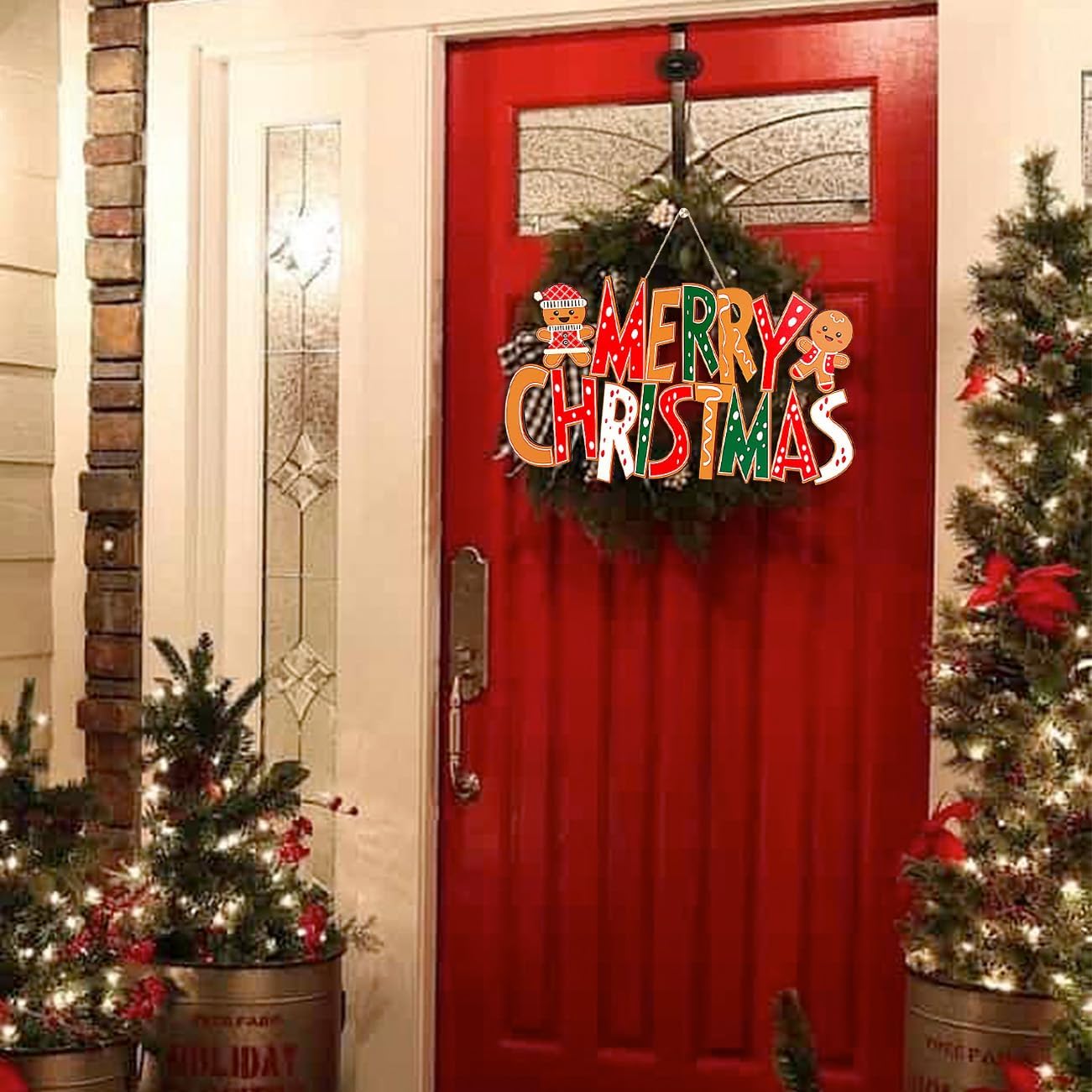 Gingerbread Man Wooden Christmas Door Decoration