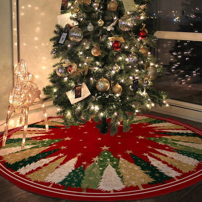 Crowned Beauty Christmas Tree Skirt Collar - Red & Green - 48 Inch