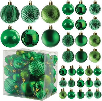 36 Green Shatterproof Christmas Ball Ornaments for Xmas Tree