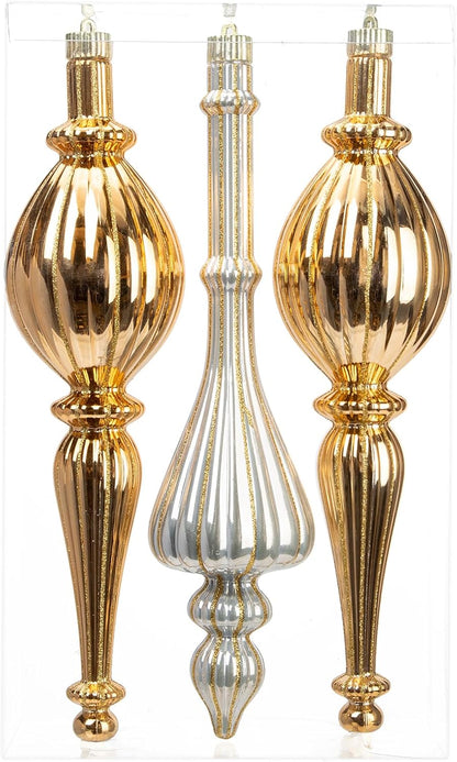 Shatterproof Finial Drop Ornaments - Set of 3