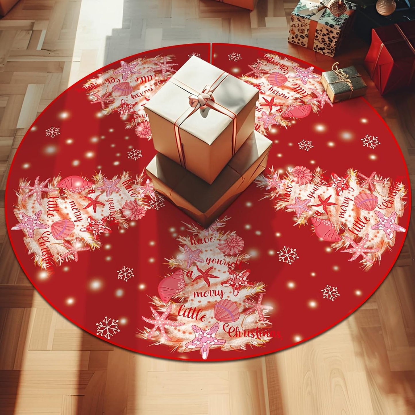 Coastal Shell Starfish Christmas Tree Skirt - 48"