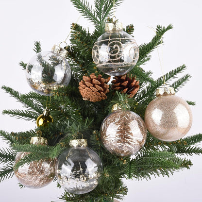 Shatterproof Clear Plastic Christmas Ball Ornaments - Champagne Gold (20 Pcs)