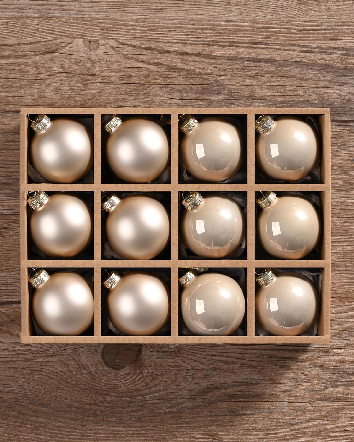 Brown Glass Christmas Ball Ornaments - Set of 12