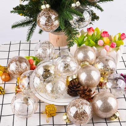 Shatterproof Clear Plastic Christmas Ball Ornaments - Champagne Gold (20 Pcs)