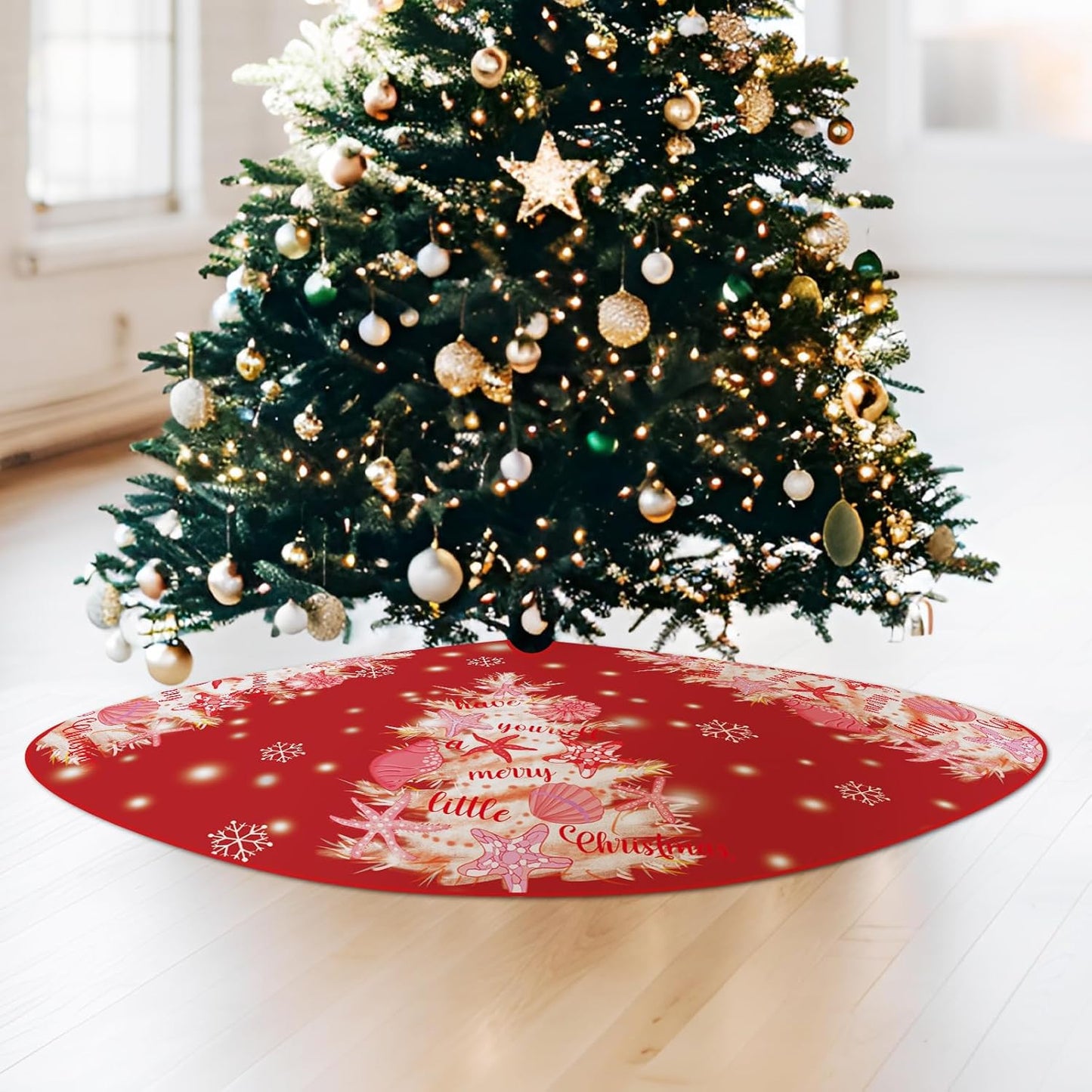 Coastal Shell Starfish Christmas Tree Skirt - 48"