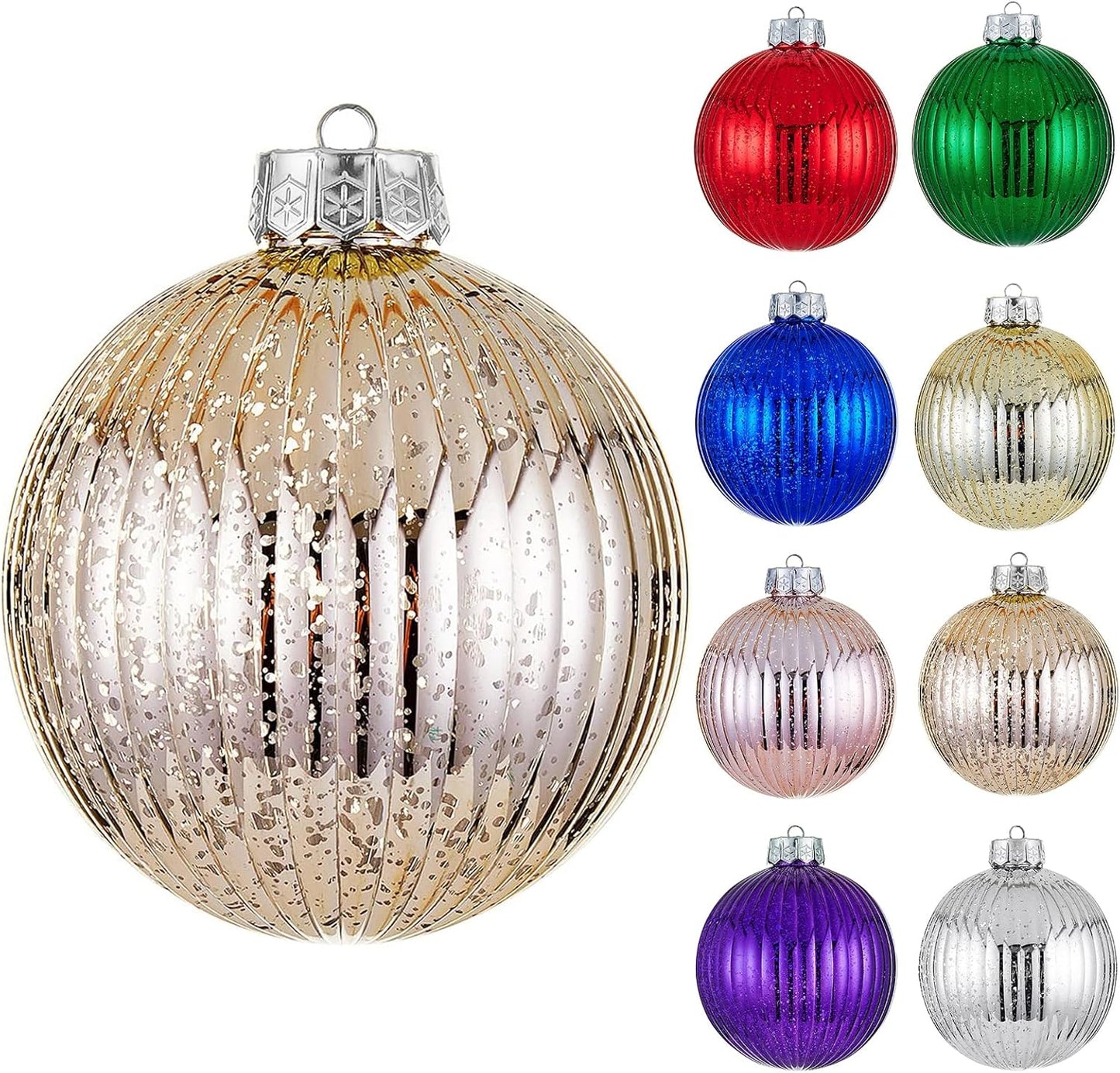 Oversized Shatterproof Plastic Christmas Ball Ornaments - Set of 2 in Champagne Color