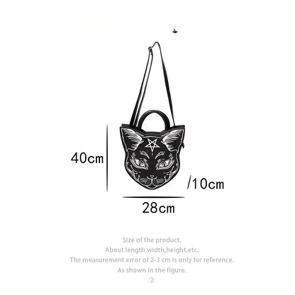 Gothic Punk Style Pentacle Cat Top Handle Fashion Bag