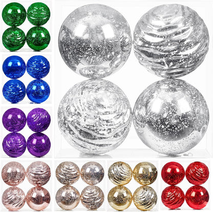 Oversized Shatterproof Plastic Christmas Ball Ornaments - Set of 2 in Champagne Color