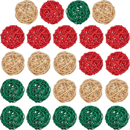 Christmas Decorative Balls for Centerpiece Bowls, Twig Orbs Spheres Vase Fillers Hanging Decorations, Red and Green Ornaments