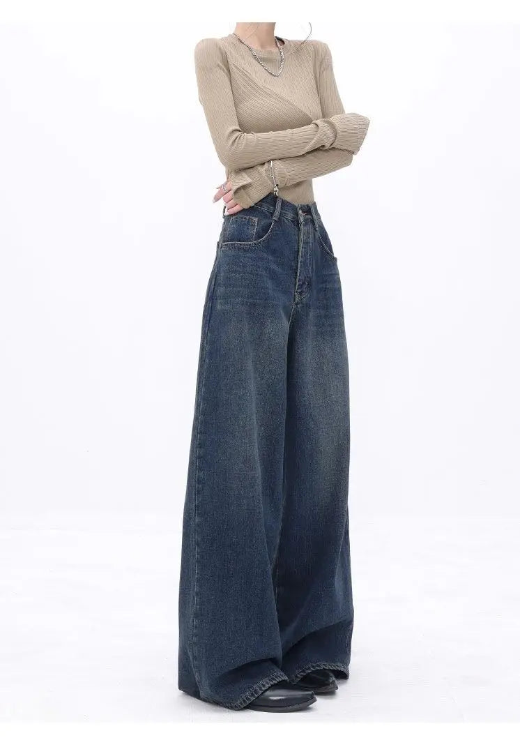 Vintage High Waist Oversized Casual Baggy Wide Leg Grunge Streetwear Jeans