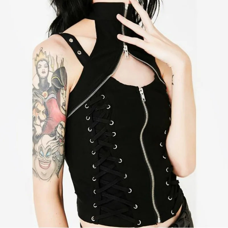 Dark Sexy Harajuku Streetwear Gothic High Waist Bandage Rave Crop Top