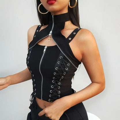 Dark Sexy Harajuku Streetwear Gothic High Waist Bandage Rave Crop Top