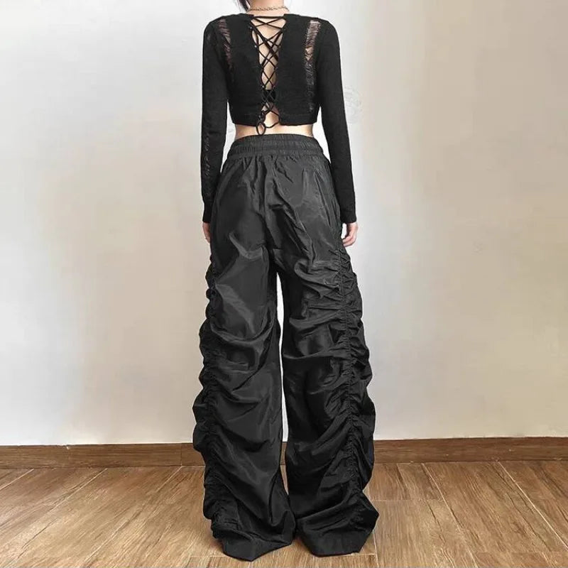 Gothic Punk Solid Hipster Baggy Y2K Minimalist Casual Streetwear Pants