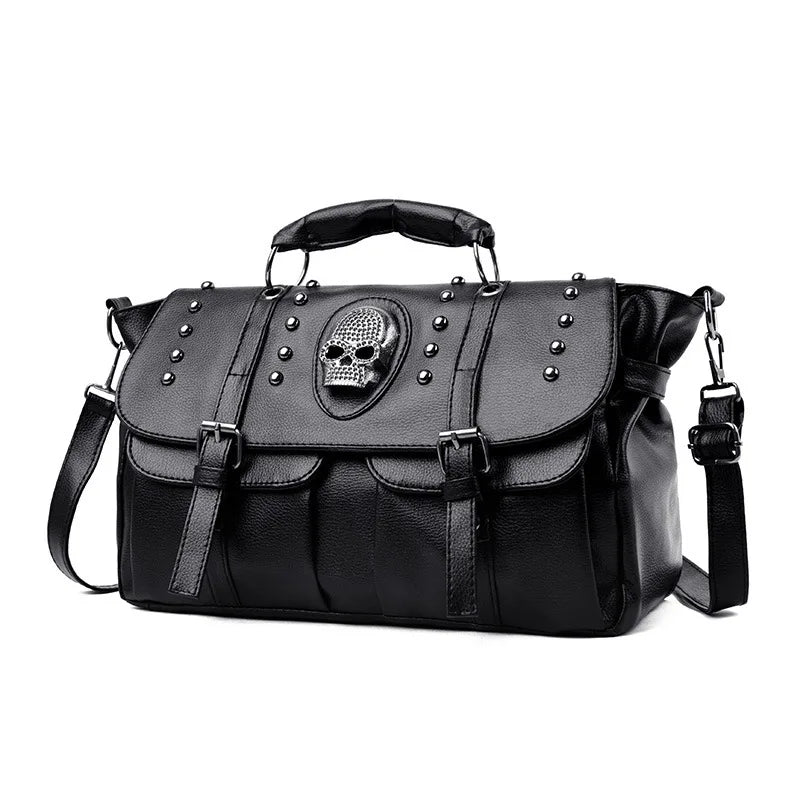 Punk Style PU Leather Skull Large Capacity Luxury Crossbody Bag