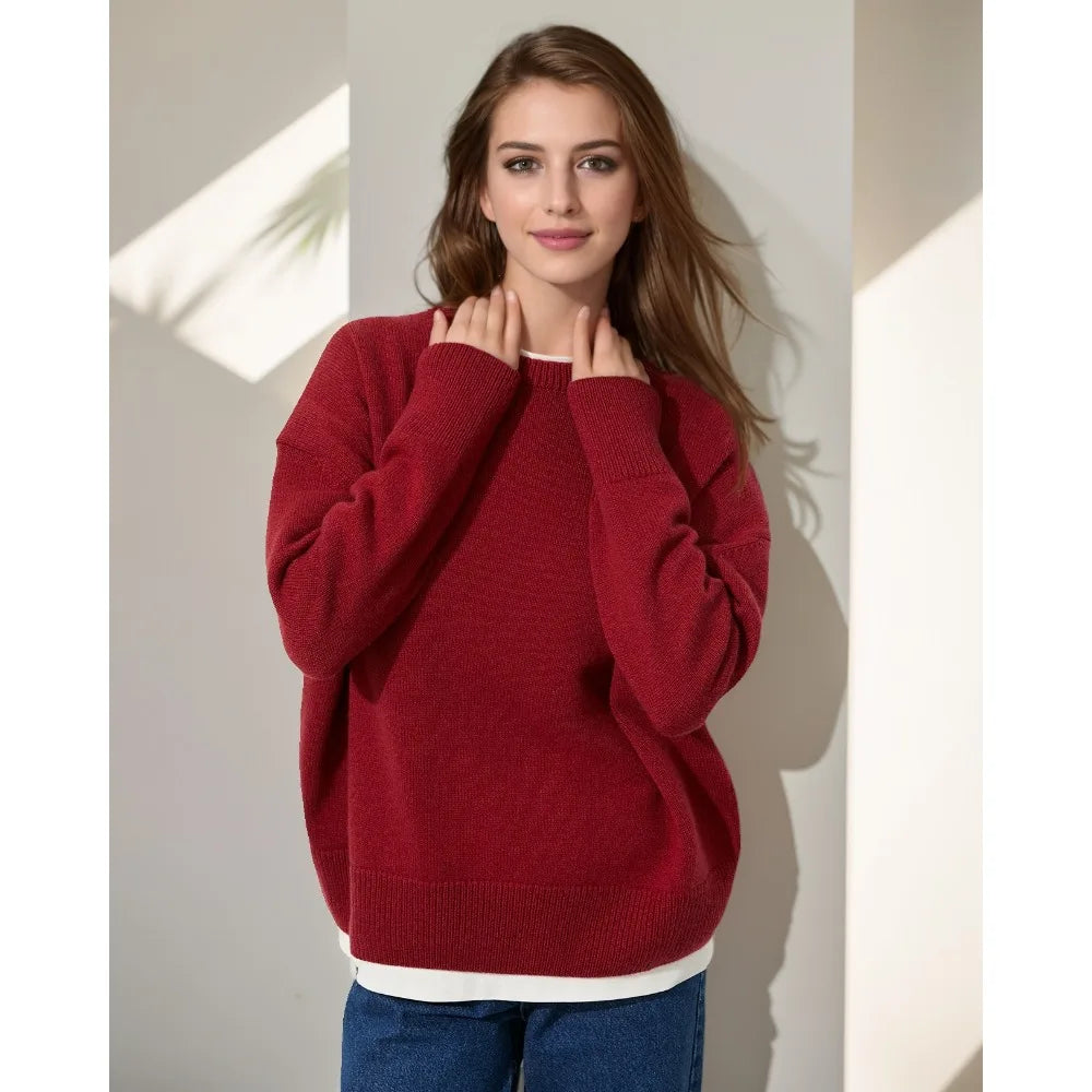 Autumn Winter Pullovers Oversize Solid Warm Long Sleeve Sweater