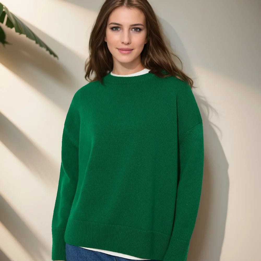 Autumn Winter Pullovers Oversize Solid Warm Long Sleeve Sweater