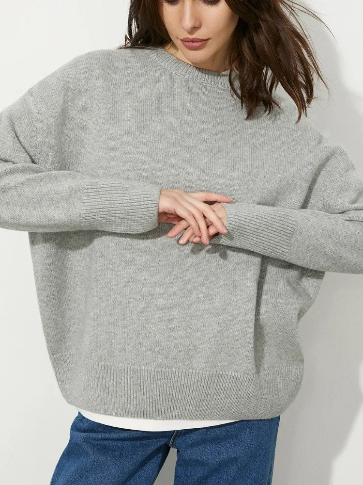 Autumn Winter Pullovers Oversize Solid Warm Long Sleeve Sweater