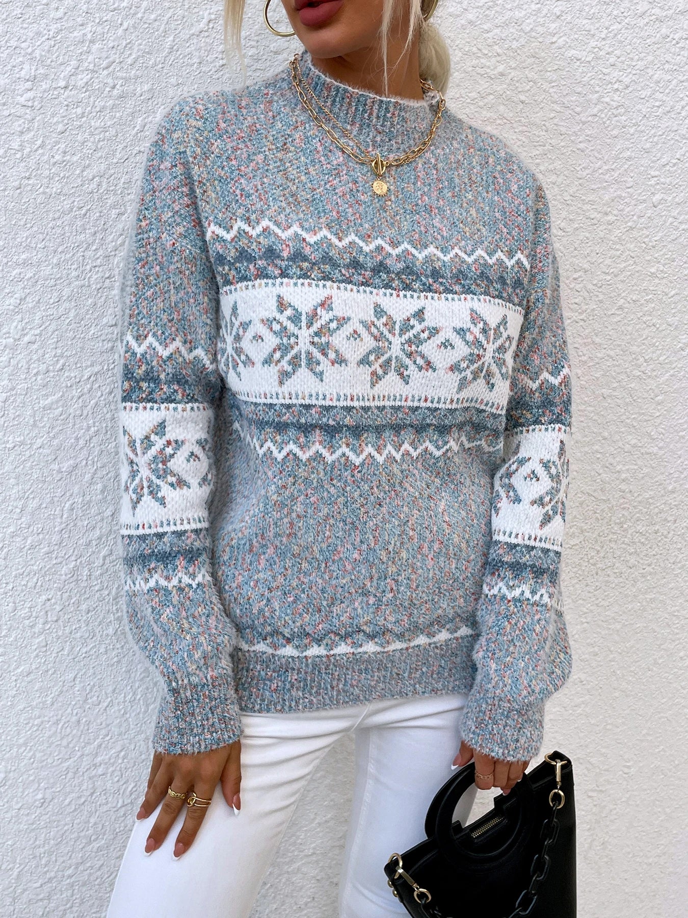 Autumn Winter Warm Festival Deer Jacquard High Knitted Sweater