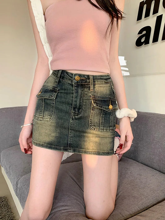 DressBetty - American Retro Korean Style High Waist Short Skirt