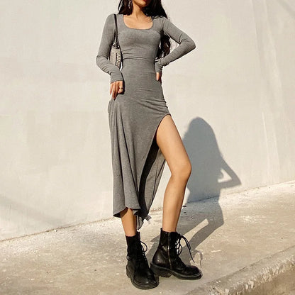 Round Neck Sexy Waist Elegant Streetwear Traf Midi Dresses