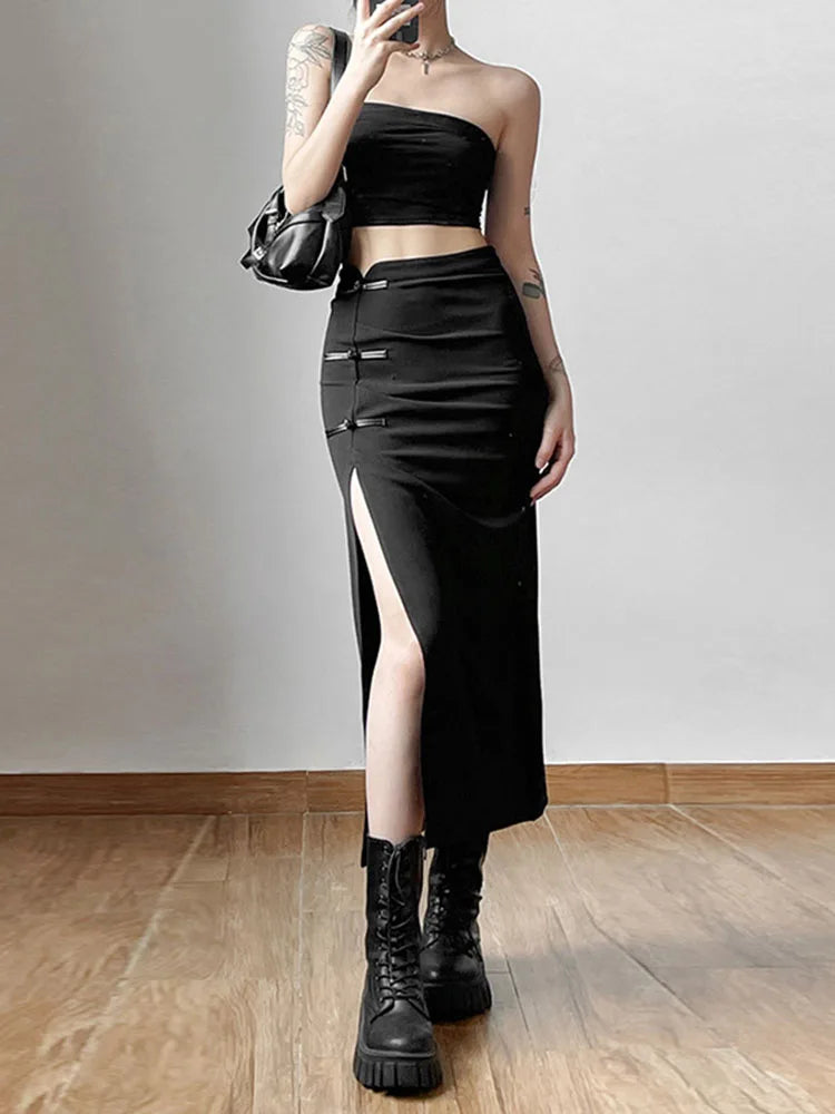 Dressbetty - Sexy Split Black Casual All-Match Hot Street Women's Skirt