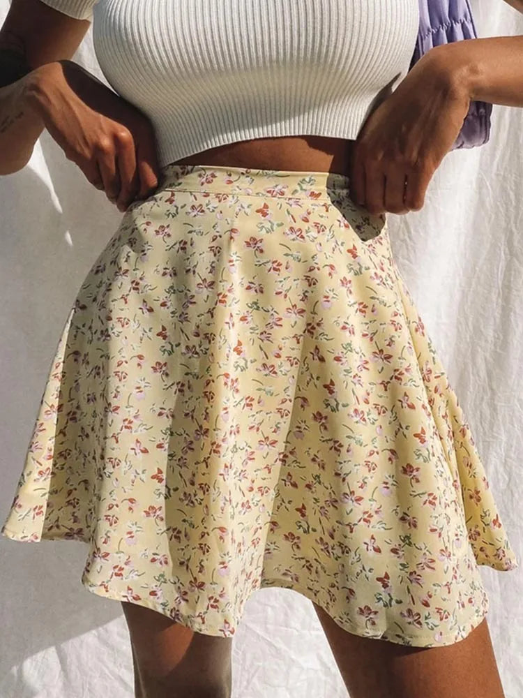 DressBetty - New Boho Floral High Waist Pleated Skirt