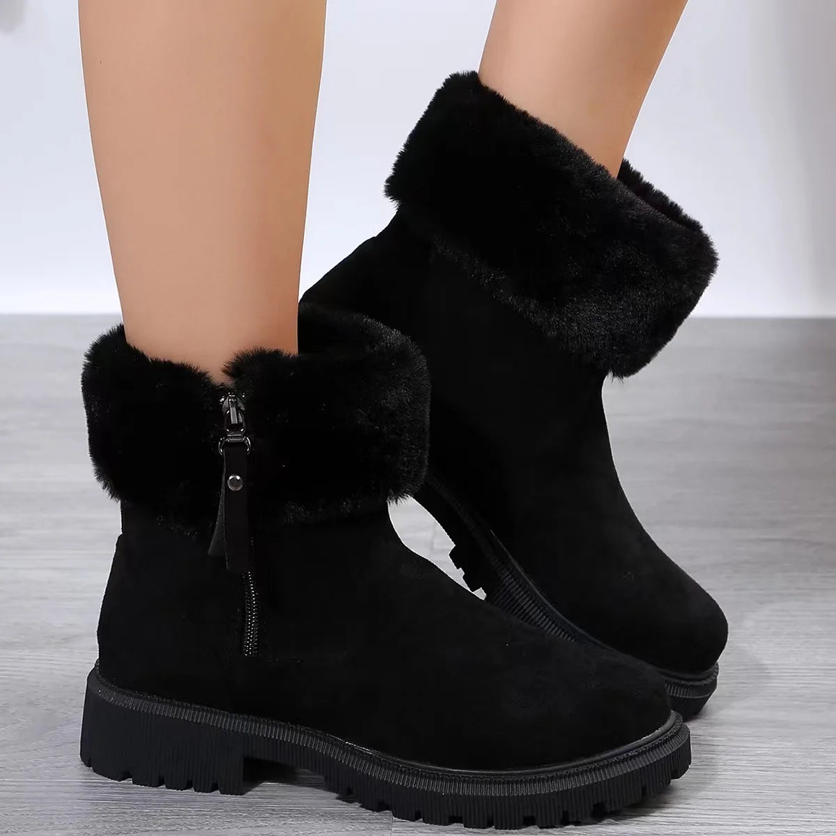 Thick Plush Faux Fur Non-slip Keep Warm Platform Ankle Snow Boot