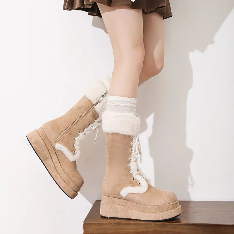 Thick Sole Wool Warm Mid-tube Platform Non-slip Casual Snow Boot