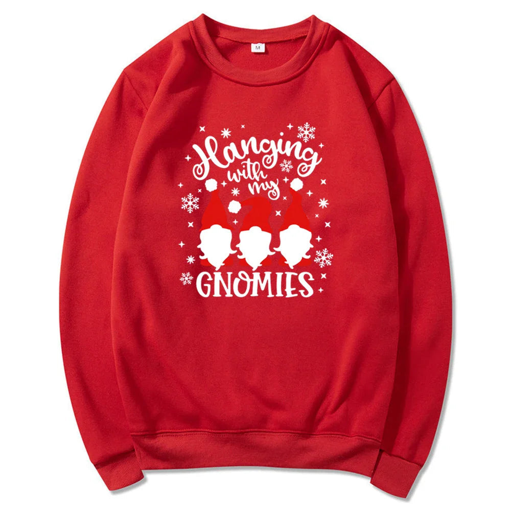 Christmas Gnomes Hanging Funny Santa Graphic Hoodie