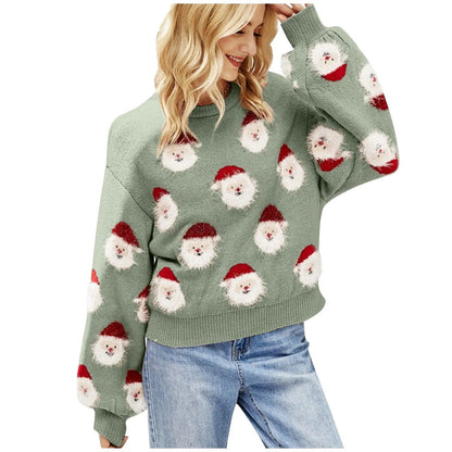 Christmas Santa Head Oversized Sweater