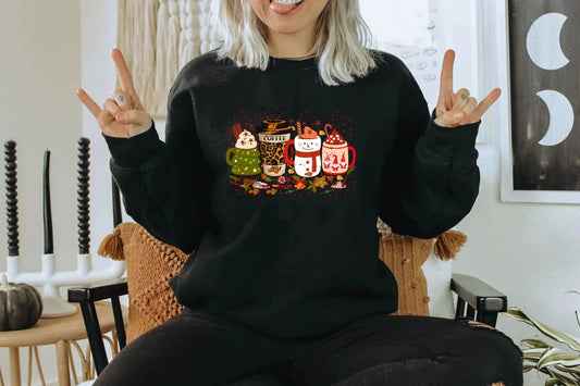 Colored Coffee Party Aesthetic Cotton Jumper Christmas Hoodie