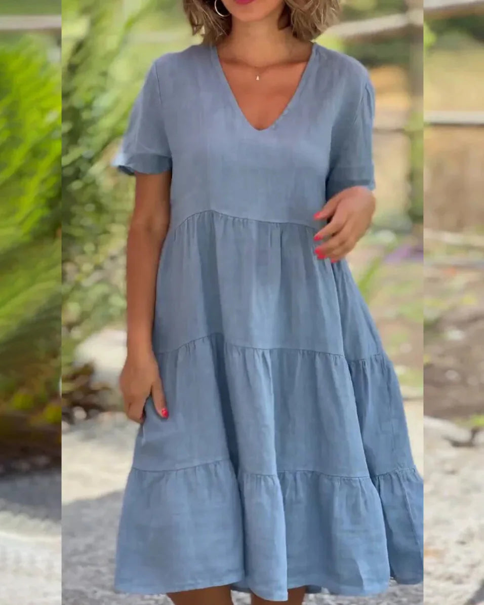 Comfortable Casual Fresh Sweet Solid Large Swing Midi Dresses