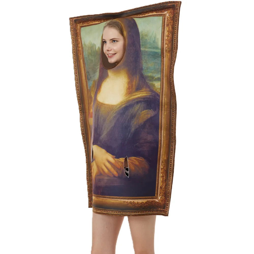 Cosplay Funny Mona Lisa Mural Sponge Classic Carnival Fancy Dress Costume