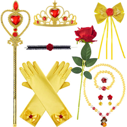 Disney Belle Princess Beauty Beast Cosplay Party Magic Stick Crown Kid Costume