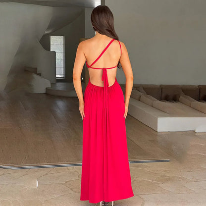 Red Off Shoulder Bodycon Maxi Summer Sexy Club Slit Christmas Party Dress