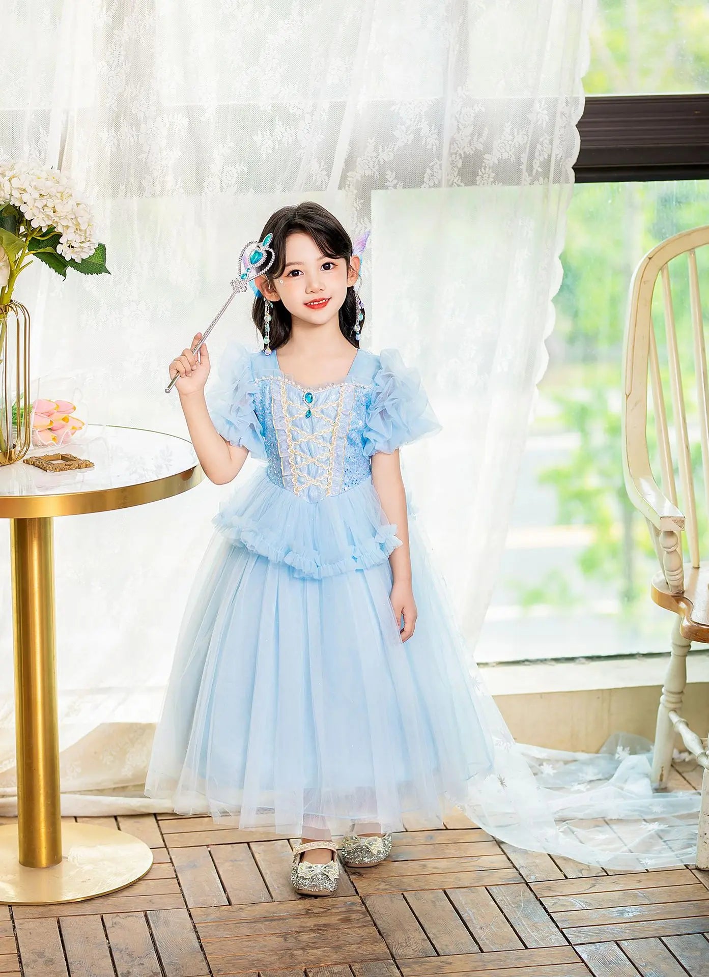 Fancy Princess Elsa Halloween Snow Queen Sequin Toddler Christmas Cosplay Party Kid Costume