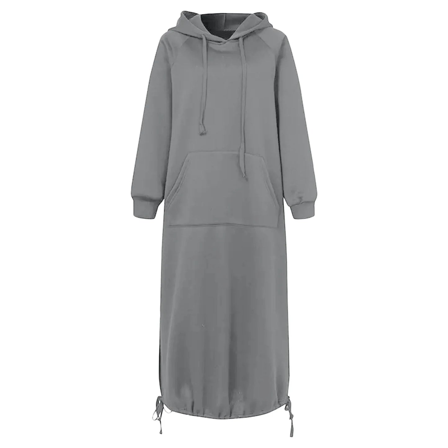 Elegant Split Hooded Large Pullover Casual Autumn Pocket Warm Sweatshirt Fashion Hoodie Dress