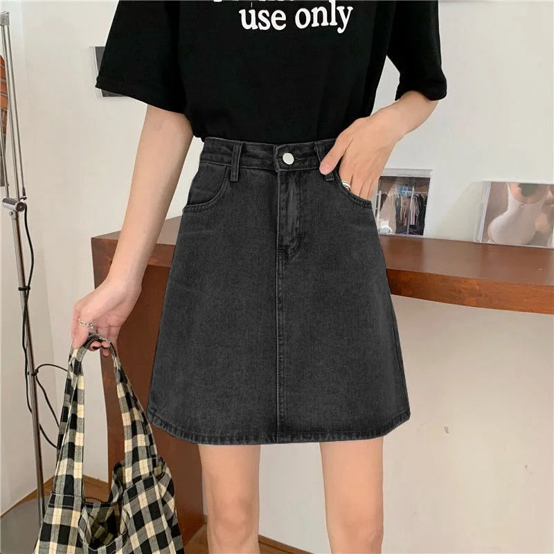 Fashion Denim High Waist Slim Retro Small Sheath Skirt