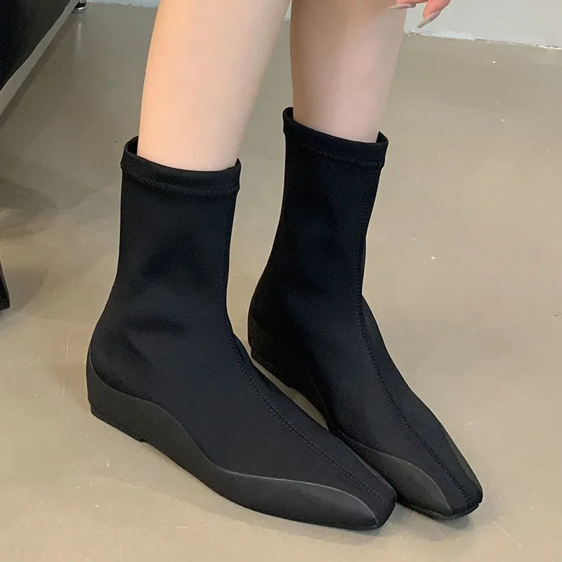 Fashion Elastic Ankle Sock Slip On Height Increasing Stretch Ankle Boot