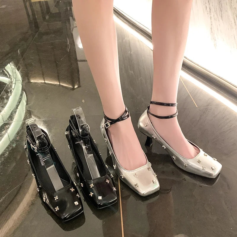 Fashion Mary Jane Highs Loafers Shall Designer Luxury Autumn Square Toe Shoes Low Heel Pumps