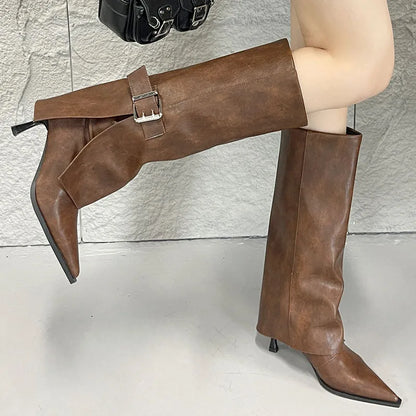 Trendy Fashionable Stylish Elegant Chic Comfortable Pointed Toe Knee High Boots